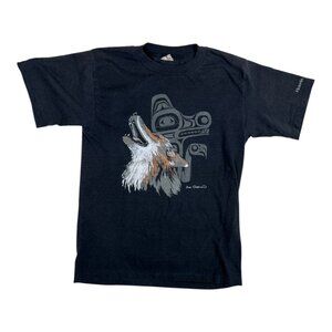 Vintage Sue Coleman Victoria BC Wolf T-Shirt Youth Size Large Single Stitch
